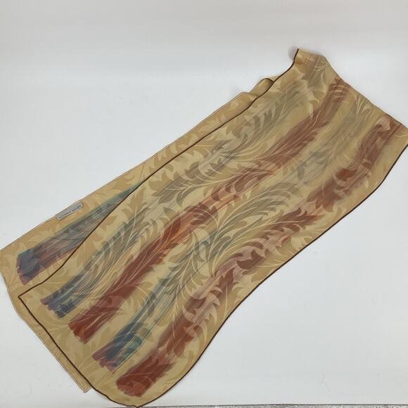 Kevin O’Brien Womens Hand Painted Silk Jacquard Scarf Gold Multi 14 x 72 - Picture 6 of 13